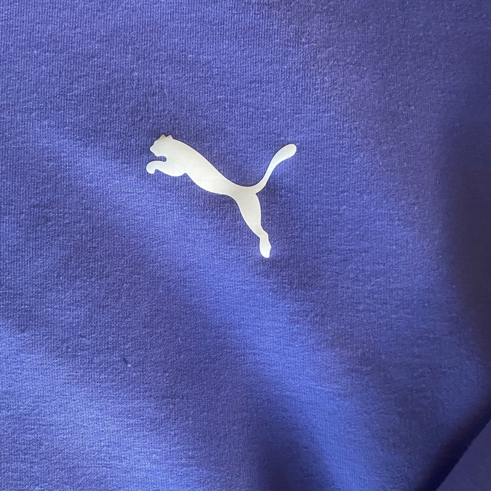 Puma Lightweight Cropped Pullover Hoodie with Logo, Purple, Medium - Picture 2 of 7